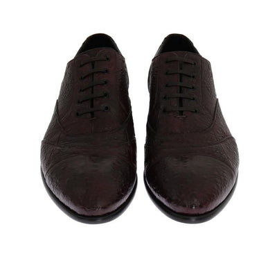 Bordeaux Frog Skin Leather Derby Shoes