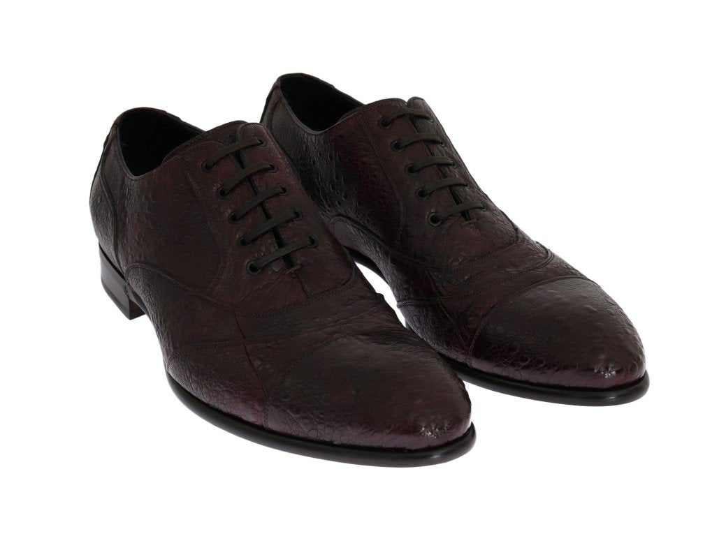 Bordeaux Frog Skin Leather Derby Shoes