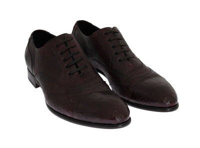 Bordeaux Frog Skin Leather Derby Shoes