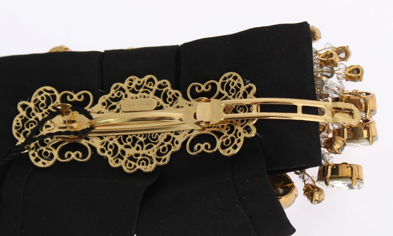 Gold Brass Clear Crystal Hair Clip