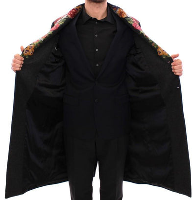 Multicolor Baroque Brocade Floral Coat Jacket