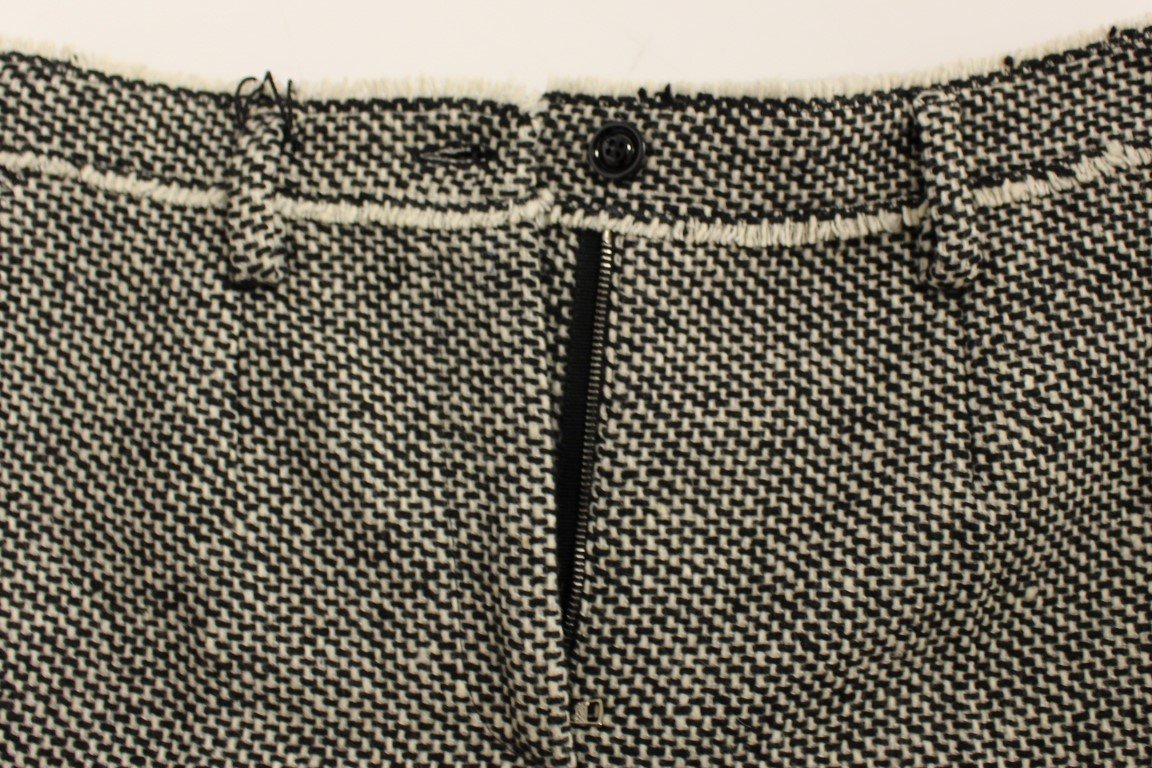 Black white wool shorts pants