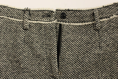 Black white wool shorts pants