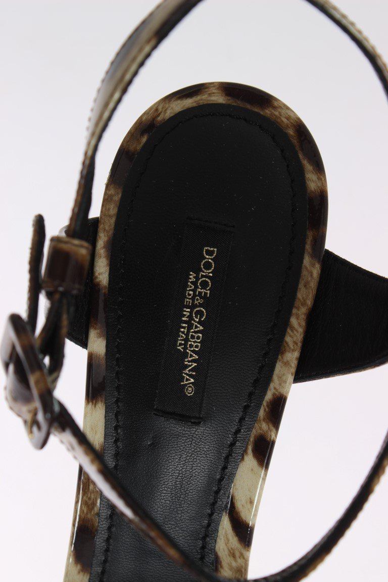 Leopard Print Leather Sandals Pumps