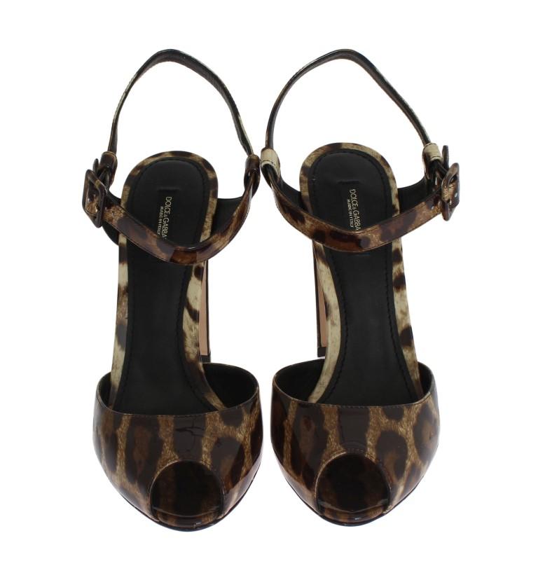 Leopard Print Leather Sandals Pumps