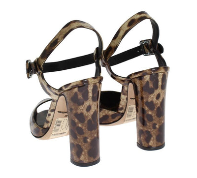 Leopard Print Leather Sandals Pumps