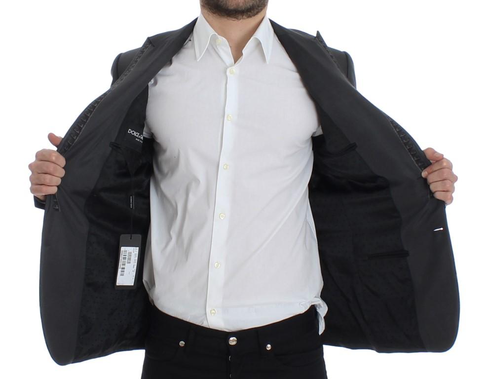 Gray silk knight two button blazer