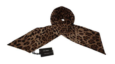 Brown Leopard Print Wool Scarf