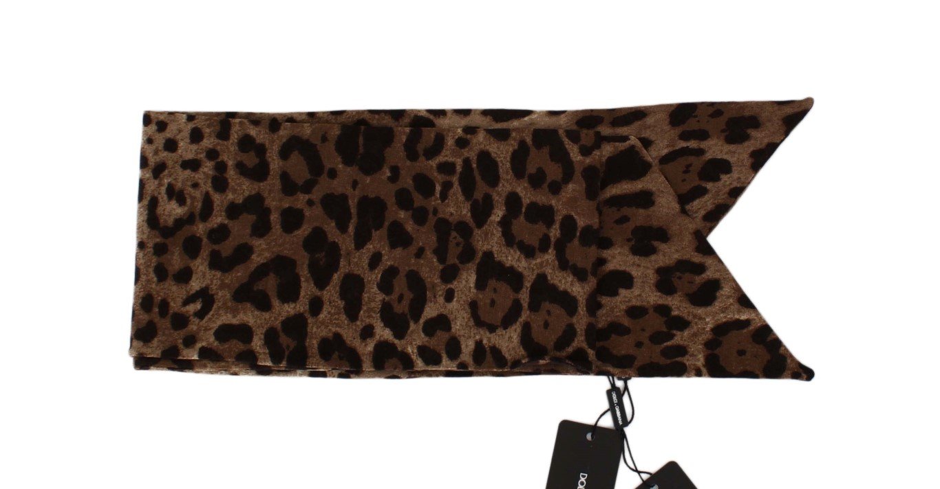 Brown Leopard Print Wool Scarf