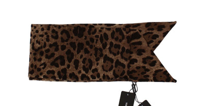 Brown Leopard Print Wool Scarf