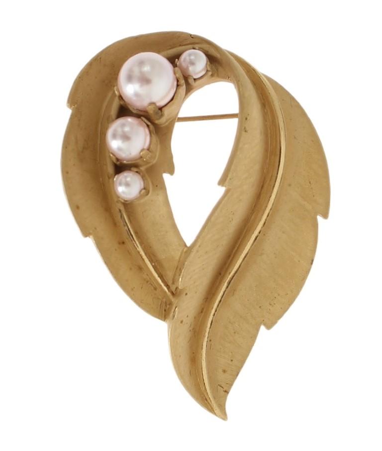 Gold Leaf Crystal Stones Brooch
