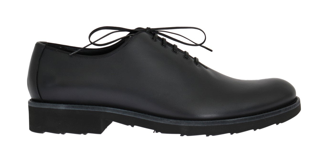 Gray Leather Laceup Formal Shoes