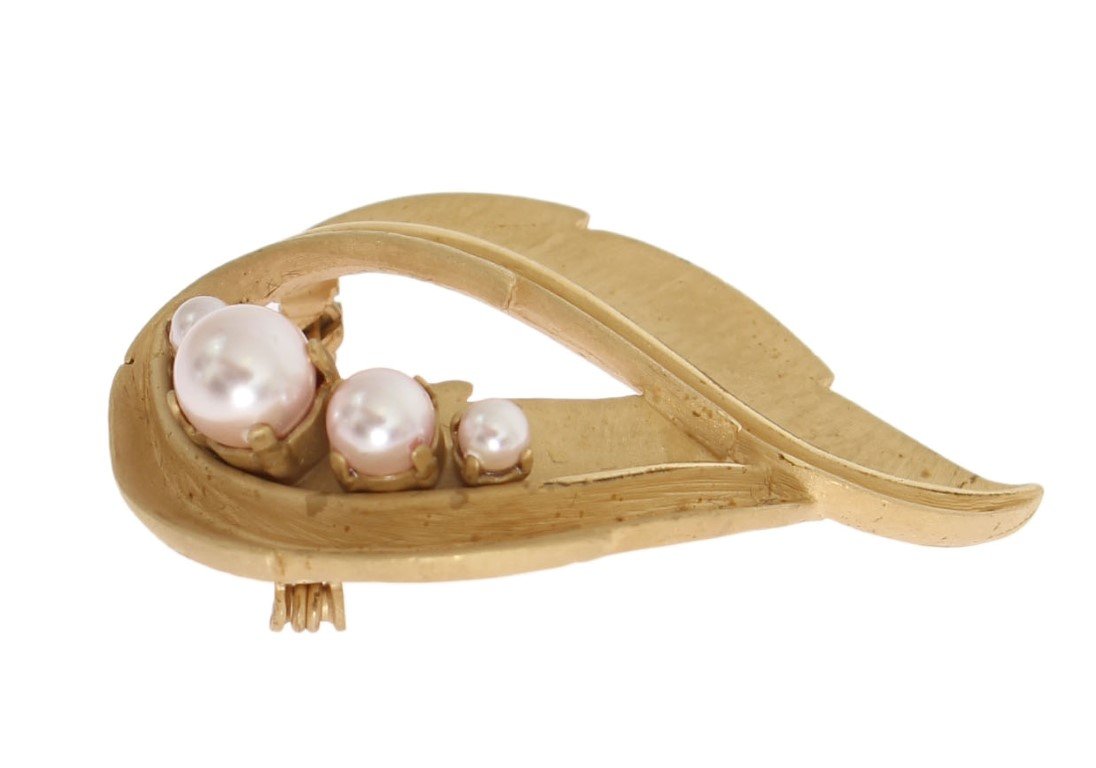 Gold Leaf Crystal Stones Brooch