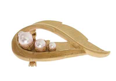 Gold Leaf Crystal Stones Brooch