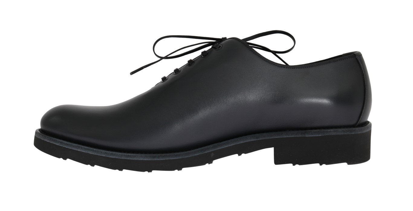Gray Leather Laceup Formal Shoes