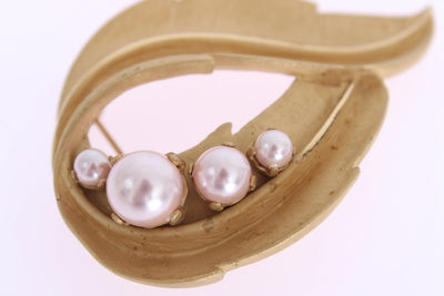 Gold Leaf Crystal Stones Brooch