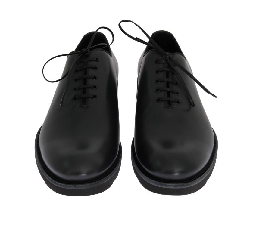 Gray Leather Laceup Formal Shoes
