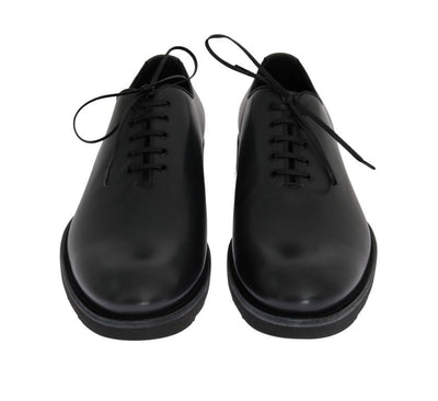 Gray Leather Laceup Formal Shoes