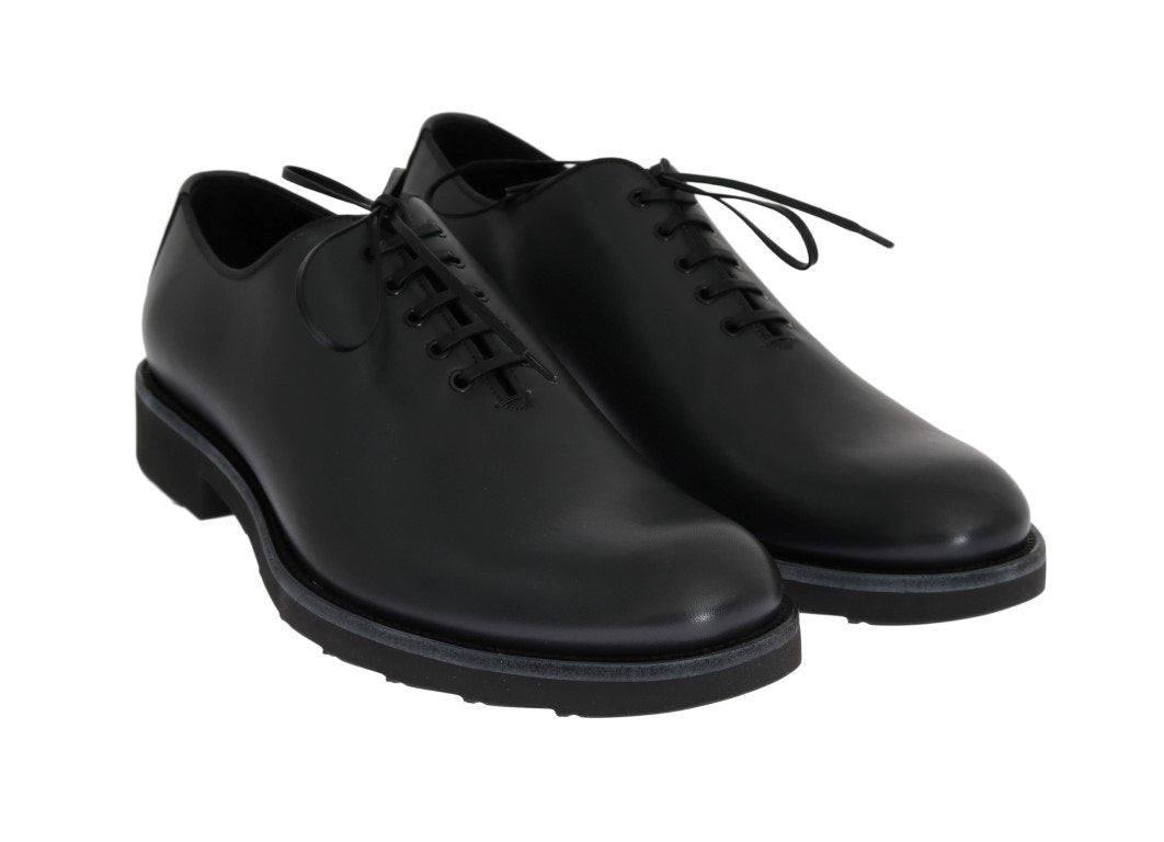 Gray Leather Laceup Formal Shoes