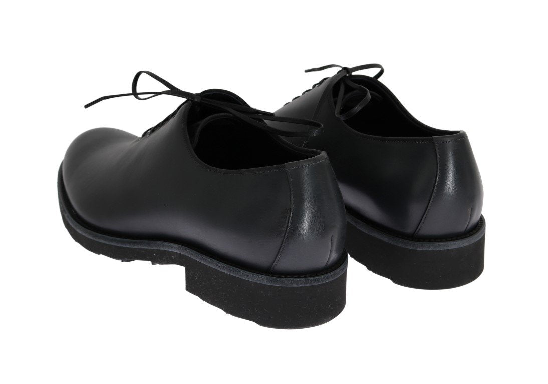 Gray Leather Laceup Formal Shoes