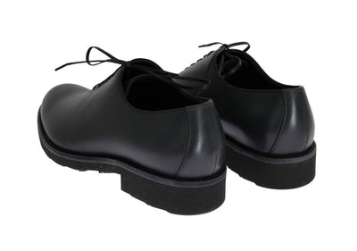 Gray Leather Laceup Formal Shoes