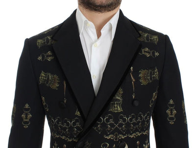 Black silk knight slim fit blazer