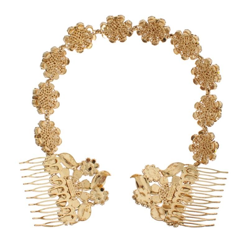 Gold Crystal Sunflower Comb Headband