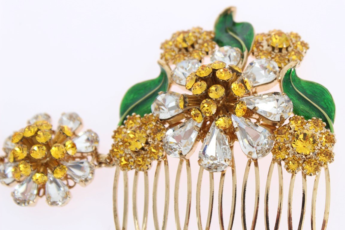 Gold Crystal Sunflower Comb Headband