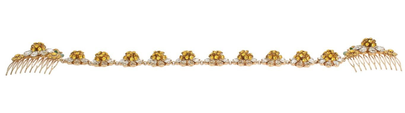 Gold Crystal Sunflower Comb Headband
