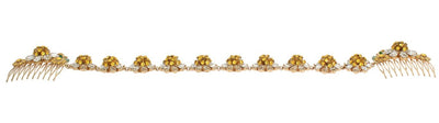 Gold Crystal Sunflower Comb Headband