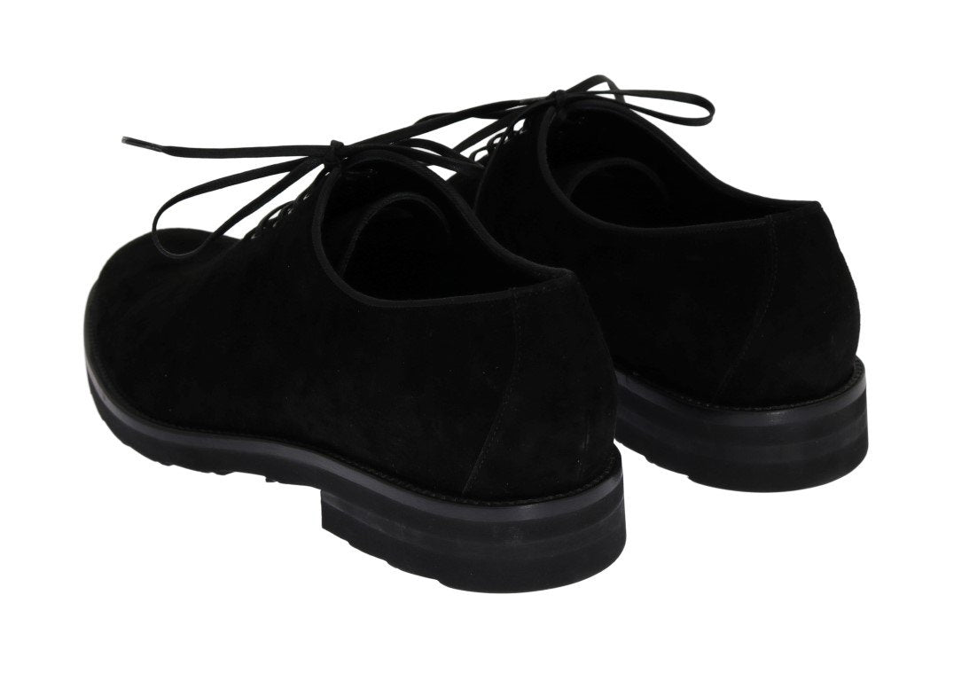 Black Suede Laceup Formal Shoes