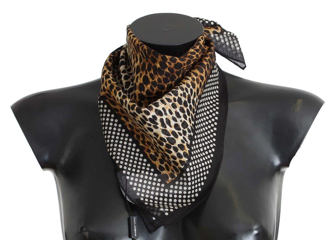 Brown Leopard Print Cotton Scarf