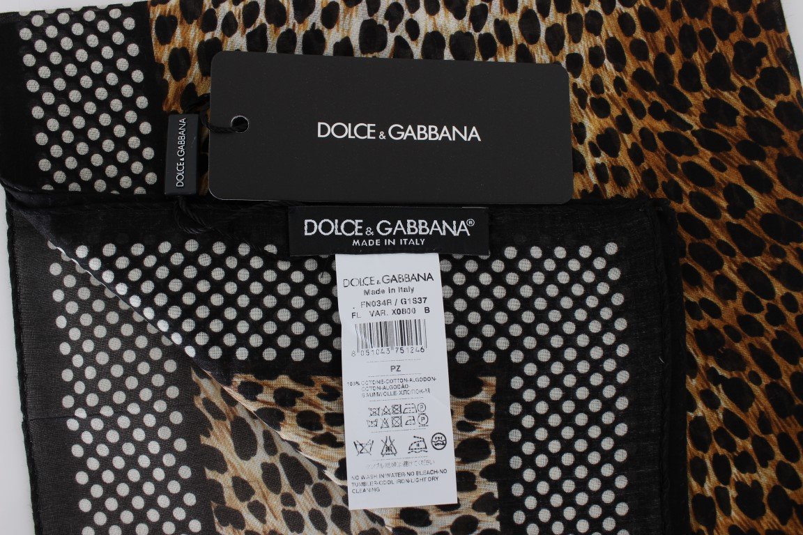 Brown Leopard Print Cotton Scarf