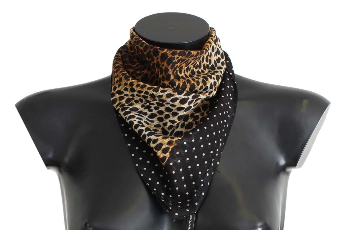 Brown Leopard Print Cotton Scarf