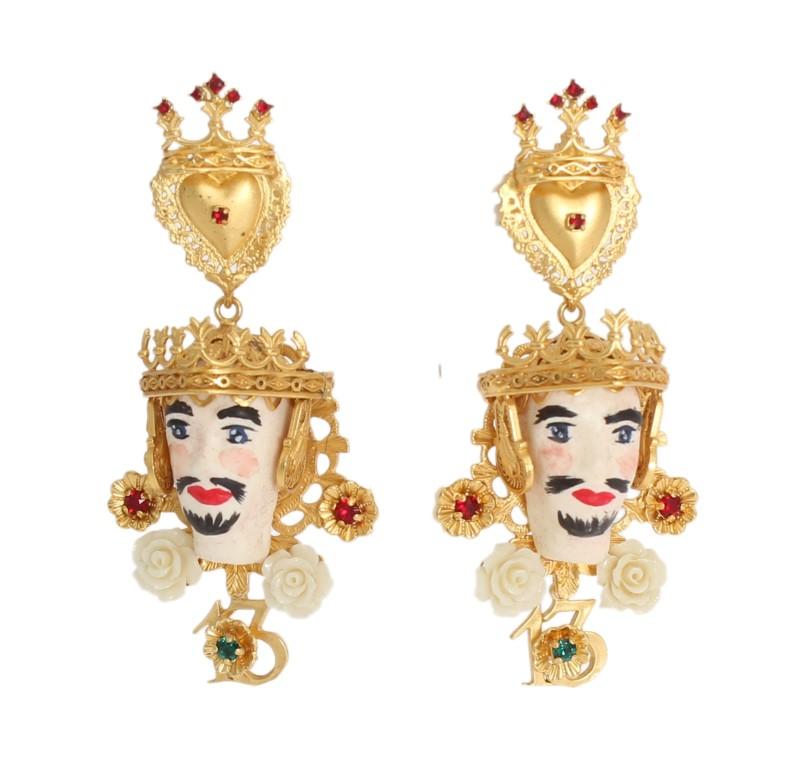 Gold Crystal Roses Heart PUPI Sicily Clip On Earrings