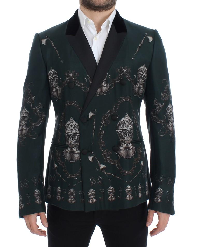 Green silk knight slim fit blazer