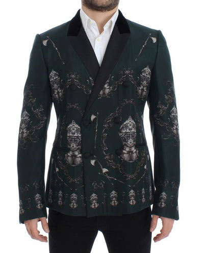 Green silk knight slim fit blazer