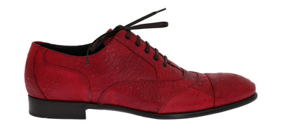 Red Frog Skin Leather Derby Shoes