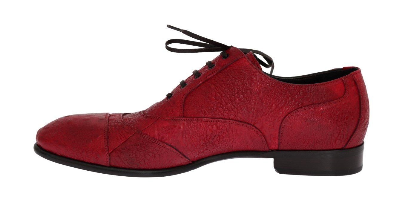 Red Frog Skin Leather Derby Shoes