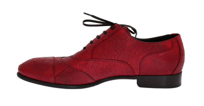 Red Frog Skin Leather Derby Shoes