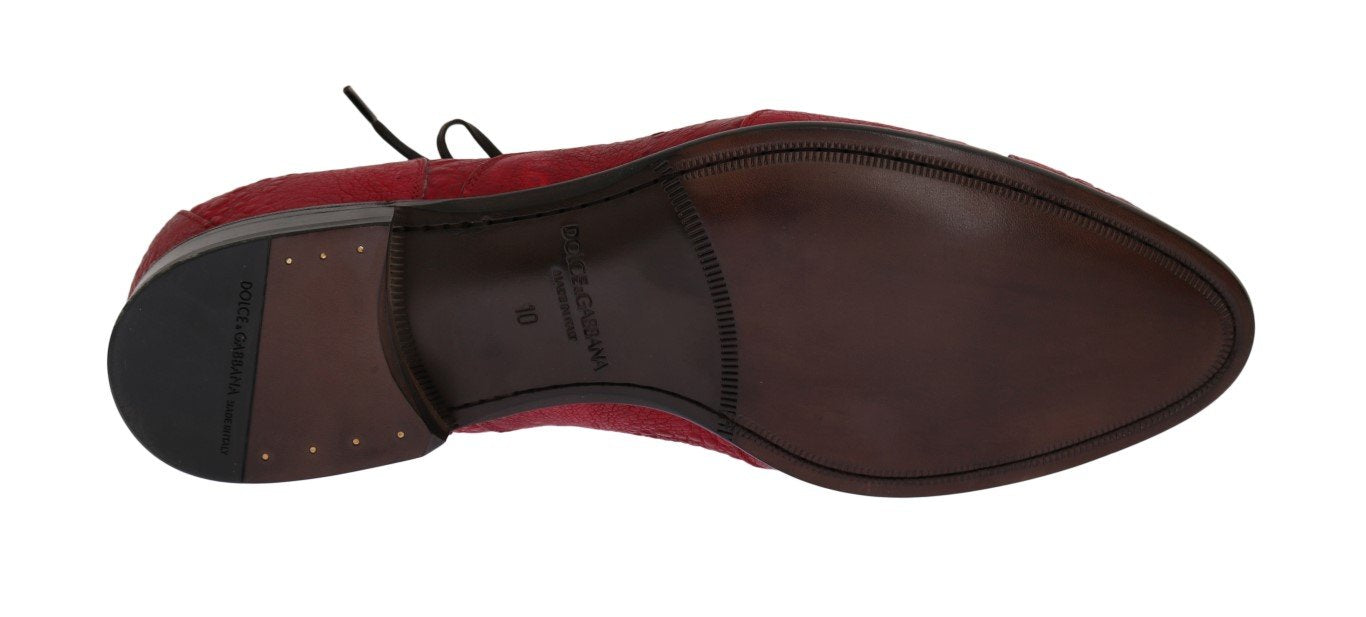 Red Frog Skin Leather Derby Shoes