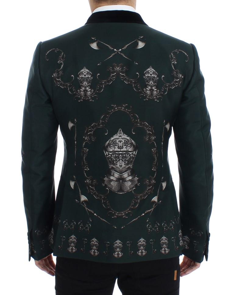 Green silk knight slim fit blazer