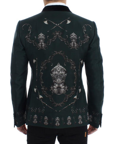 Green silk knight slim fit blazer