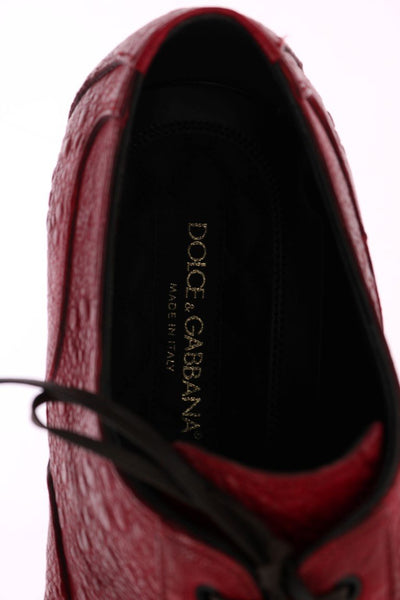 Red Frog Skin Leather Derby Shoes