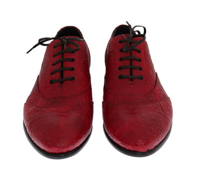 Red Frog Skin Leather Derby Shoes