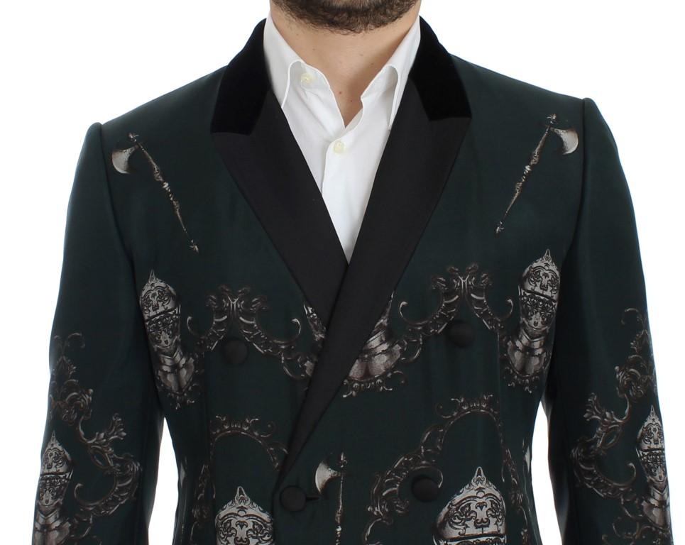 Green silk knight slim fit blazer