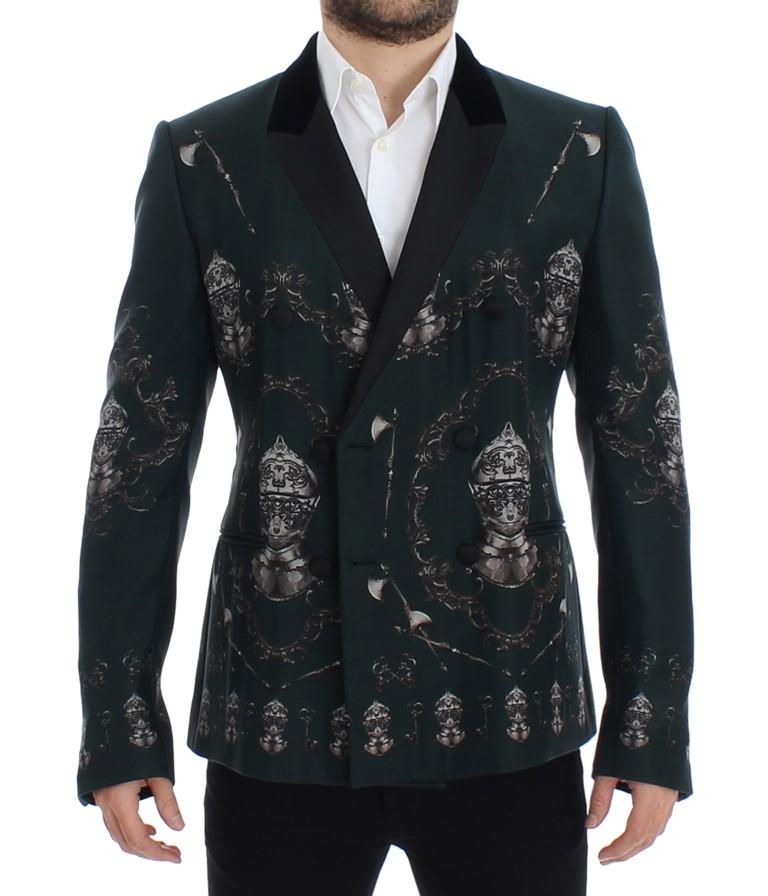 Green silk knight slim fit blazer