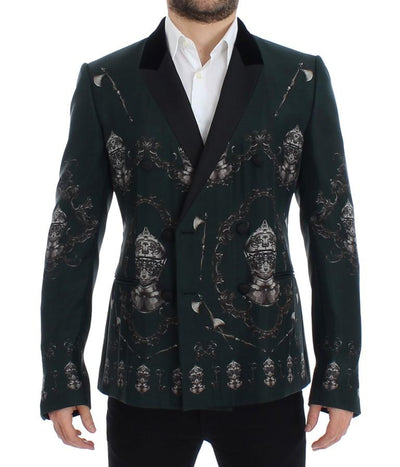 Green silk knight slim fit blazer