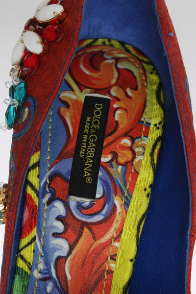 Multicolor Carretto Brocade Crystal Platform Pumps