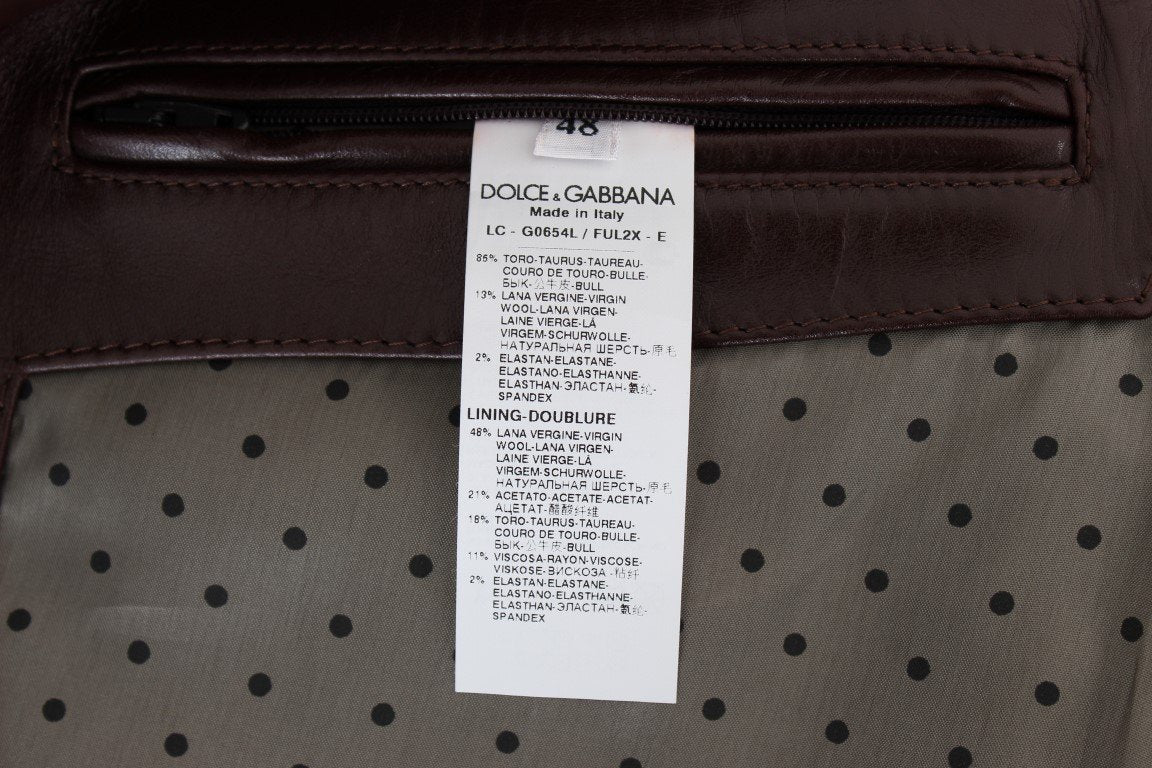 Brown Double Breasted Leather Jacket